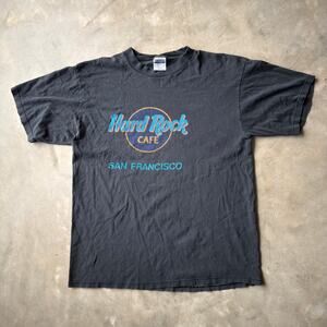 VINTAGE HARD ROCK CAFE SAN FRANCISCO BLACK SHIRT MENS XL 90S 00S FADED